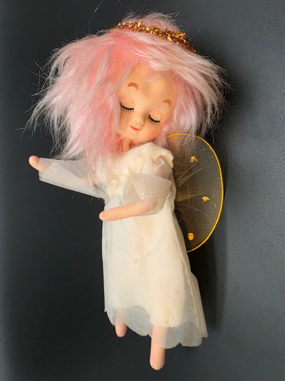Vintage Pink Hair Angel Japan Tulle Wings Pixie Fairy Jestia Stockinette